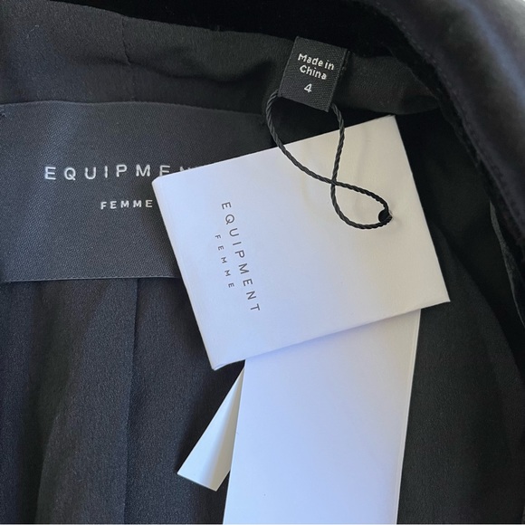 NWT Equipment Black Octava Silk-Velvet Tuxedo Mini Dress - Picture 5 of 8